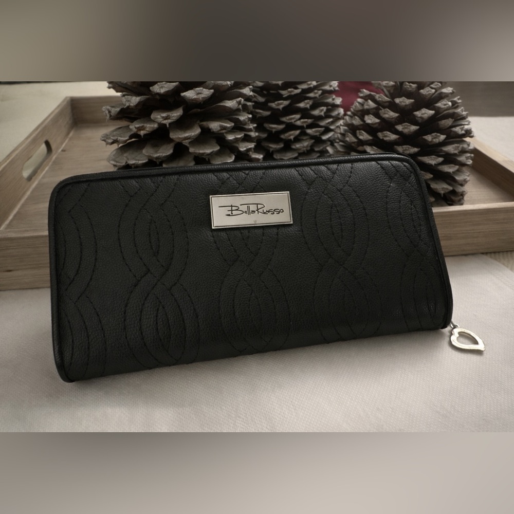 Bella Russo Black Zip-Around Wallet‎ – Elegant & Organized 🖤